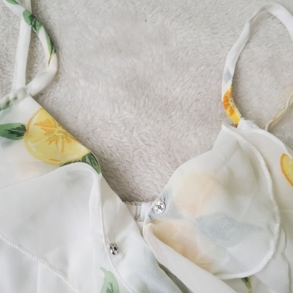 Japna Womens mini dress size medium lemons printed wrap adjustable straps nwt - Picture 10 of 13